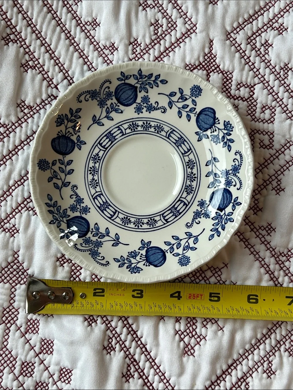 Vintage Enoch Wedgwood Blue Heritage/Blue Onion Saucers Set of 2